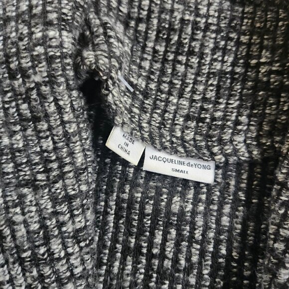 JACQUELINE DE YONG GREY TWEEN & BLACK FAUX LEATHER SLEEVED OPEN JACKET - Picture 3 of 5